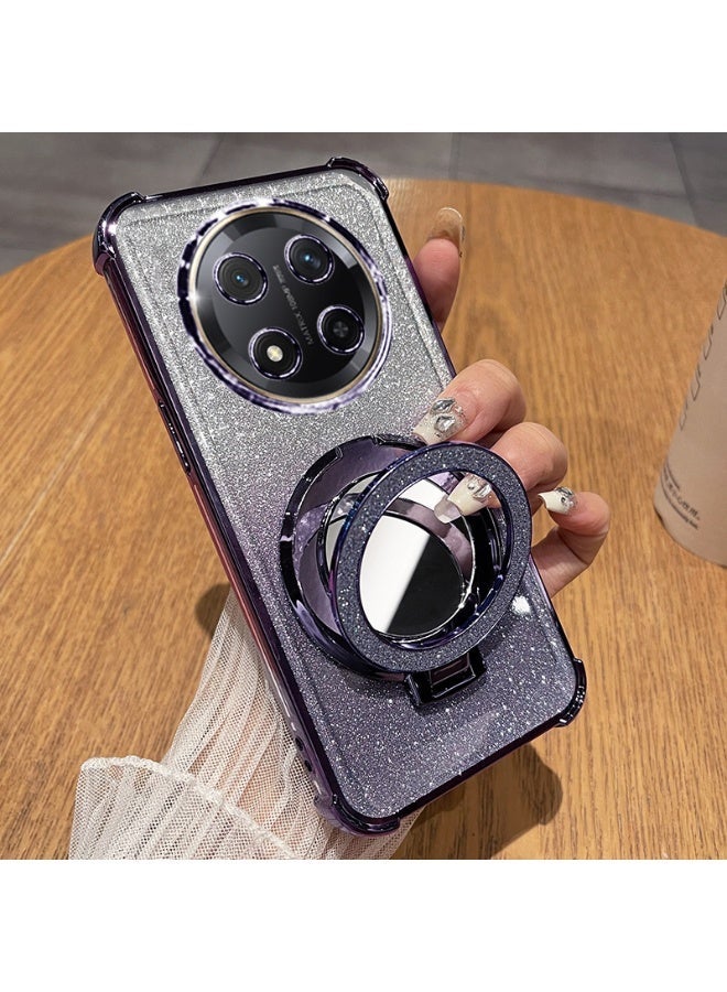 تنطبق على هونور x9c 5G 6.78 بوصة الهاتف المحمول حالة واقية ، مع مرآة مستحضرات التجميل سطح المكتب ، ومكافحة الاصطدام ، الأرجواني الماس فلاش التكنولوجيا - Image 3