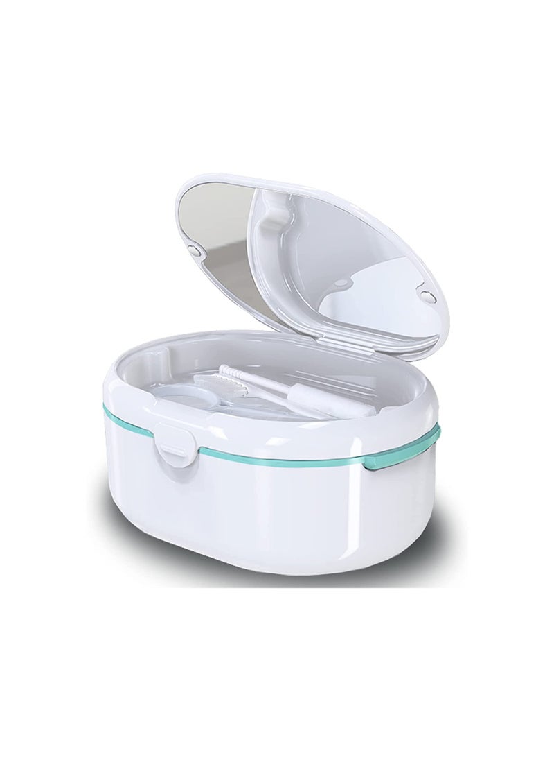 SYOSI Dentures Cup Case SYOSI Denture Cups for Soaking Dentures for Cleaning Household Office Travel Denture Cup Denture Bath Box Double Layer Dry and Wet Separation Portable False Teeth Container  - Image 1