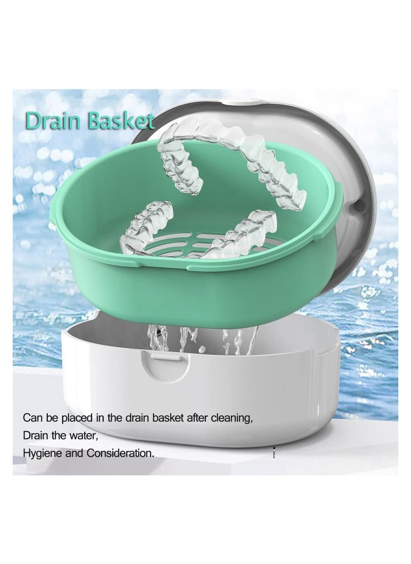 SYOSI Dentures Cup Case SYOSI Denture Cups for Soaking Dentures for Cleaning Household Office Travel Denture Cup Denture Bath Box Double Layer Dry and Wet Separation Portable False Teeth Container  - Image 5