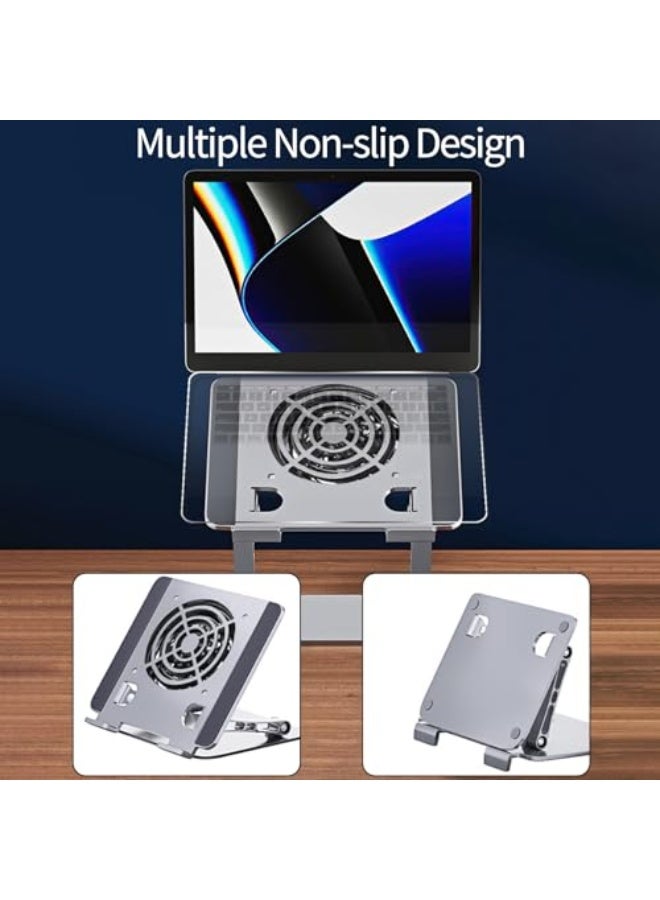 Lukione Laptop Fan, Aluminum Laptop Cooling Stand, Adjustable Laptop Cooler, Ergonomic Foldable Computer Stand for Laptop, Adjustable Height Cooling Pad Compatible with 10-17 Inch Laptops, Tablets - Image 5
