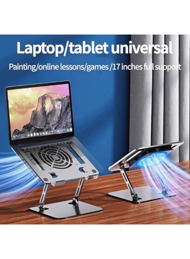 Lukione Laptop Fan, Aluminum Laptop Cooling Stand, Adjustable Laptop Cooler, Ergonomic Foldable Computer Stand for Laptop, Adjustable Height Cooling Pad Compatible with 10-17 Inch Laptops, Tablets - Image 3