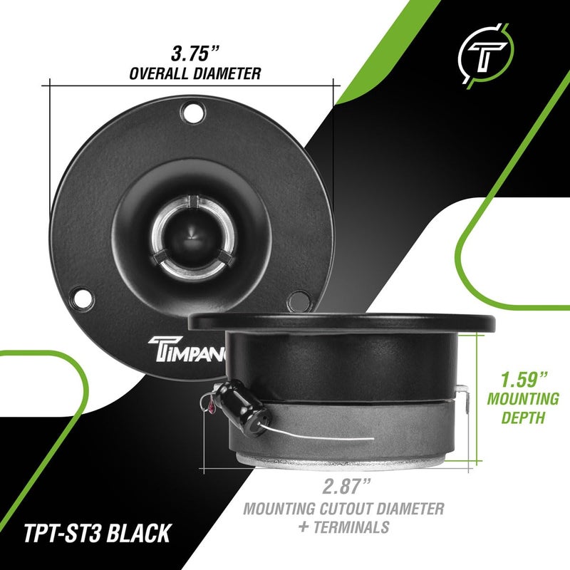 Timpano TPT-ST3 Black Slim Super Tweeter, 600 Watts 4 Ohm, 105 dB, 1 in Voice Coil, 3.75 Inch Pro Car Sound System Bullet Tweeters (Pair) - Image 4