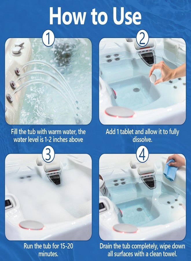 USKICH Jetted Tub Cleaner Bathtub Tabs - 24 Pack Jet Tub Cleaning Tablets,Jet Tub Cleaner for Bathtub Compatible with Spa Bath & Whirlpool,Septic Safe Bath Jet Scale and Residue Remover-2 Year Supply - Image 3