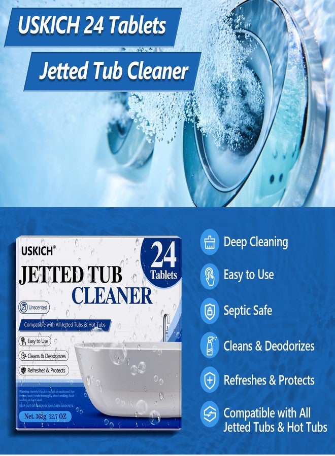 USKICH Jetted Tub Cleaner Bathtub Tabs - 24 Pack Jet Tub Cleaning Tablets,Jet Tub Cleaner for Bathtub Compatible with Spa Bath & Whirlpool,Septic Safe Bath Jet Scale and Residue Remover-2 Year Supply - Image 2