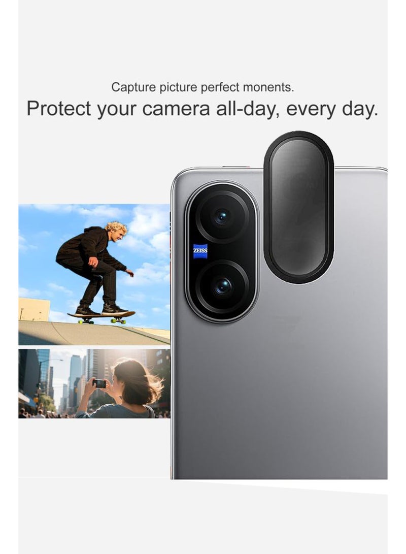 حماية عدسة الكاميرا الخلفية لجهاز فيفو V60 لايت - زجاج مقوى شفاف HD بصلابة 9H - واقي عدسة / واقي زجاج الكاميرا المقاوم للخدوش / مقاوم للخدوش / متوافق مع الحافظة - أسود - Image 2