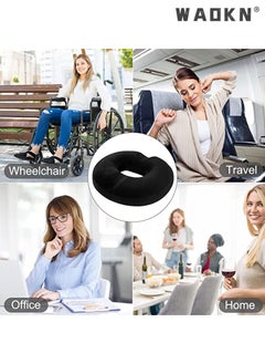 WAOKN Memory Foam Seat Cushion, Massage Seat Cushion, Anti Hemorrhoids Cushion, Hip Push Up, Yoga Orthopedic, Comfort Foam Tailbone Pillow,Office Seat Cushion, Car Office Chair Seat Cushion Pad (BLACK)  - Image 3