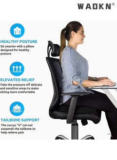 WAOKN Memory Foam Seat Cushion, Massage Seat Cushion, Anti Hemorrhoids Cushion, Hip Push Up, Yoga Orthopedic, Comfort Foam Tailbone Pillow,Office Seat Cushion, Car Office Chair Seat Cushion Pad (BLACK)  - Image 4