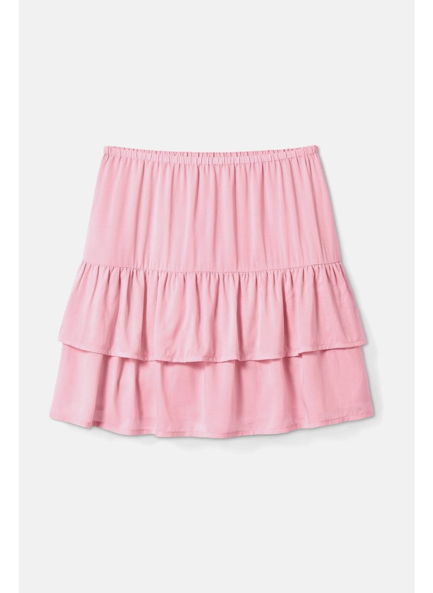 Tchibo Kids Girl Ruffle Pull-On Mini Skirt, Pink  - Image 1