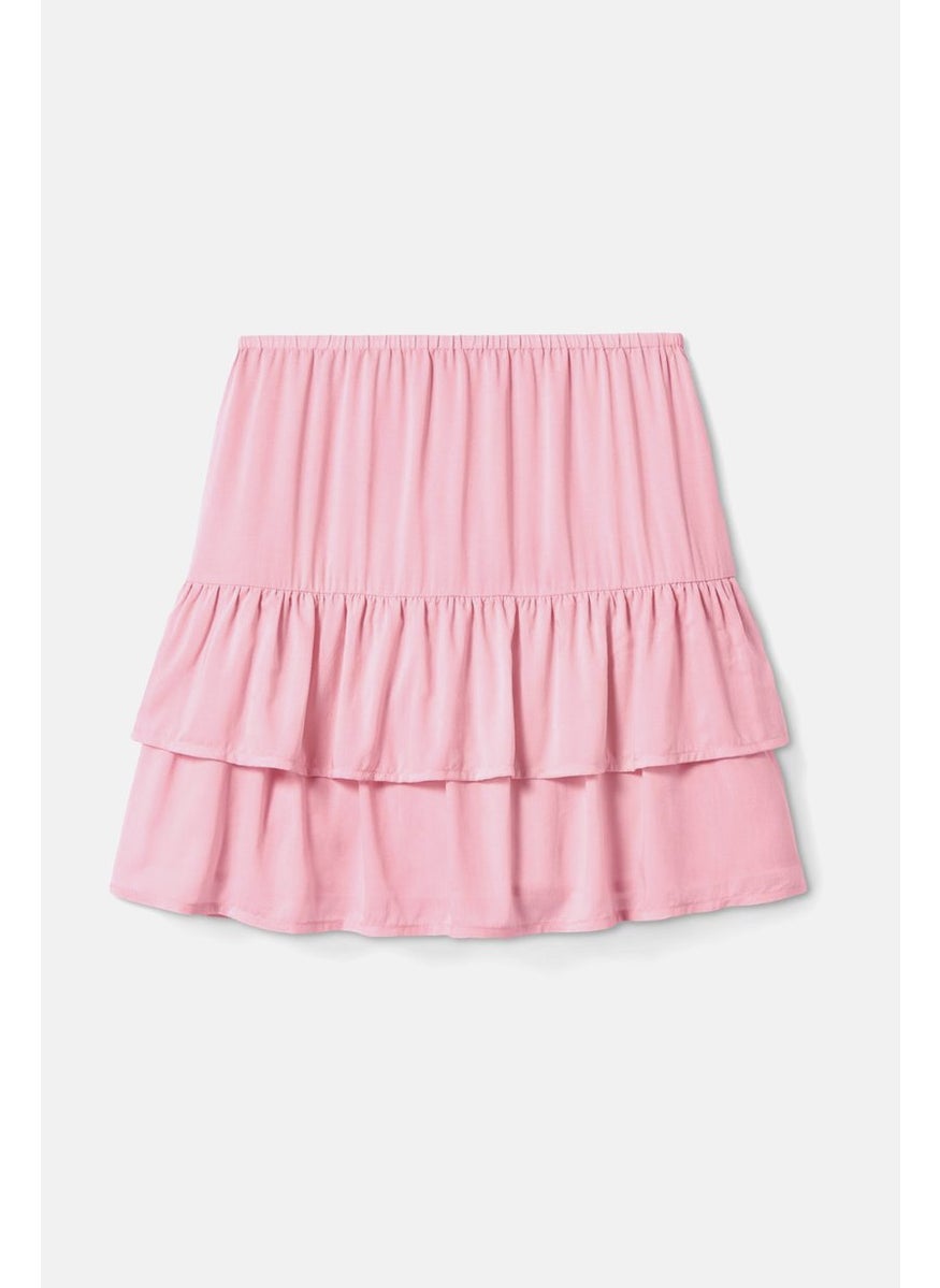 Tchibo Kids Girl Ruffle Pull-On Mini Skirt, Pink  - Image 2