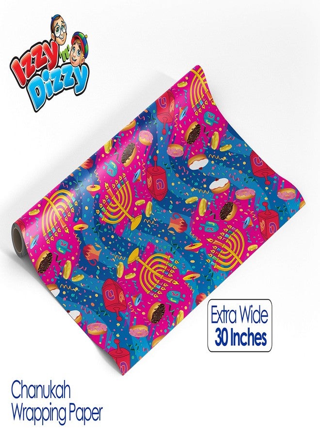 Izzy 'n' Dizzy Hanukkah Wrapping Paper - Extra Wide Multicolored - 30 Inch x 144 Inch- Hanukkah Themed Gift Wrap - Image 2