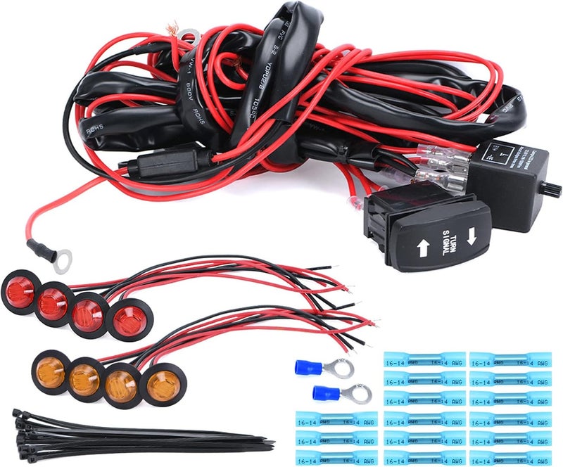EAYBOMC UTV Turn Signal Kit with Rocker Switch for Polaris RZR Ranger Turbo Can-am - Image 1