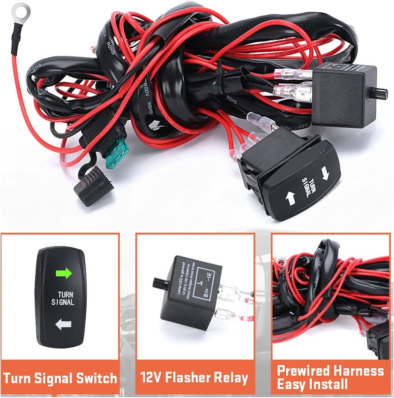 EAYBOMC UTV Turn Signal Kit with Rocker Switch for Polaris RZR Ranger Turbo Can-am - Image 2
