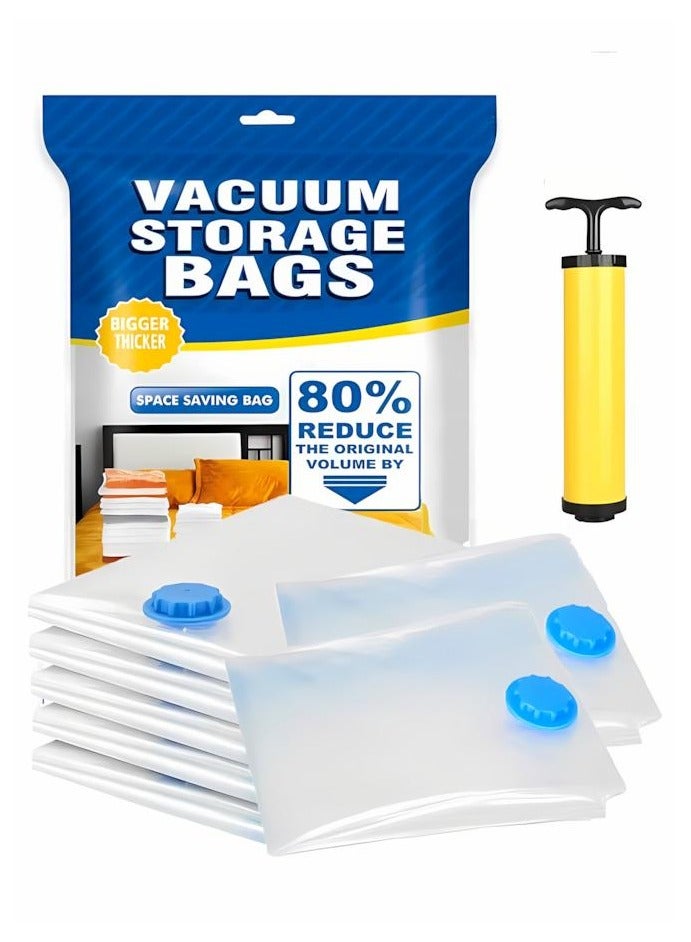 YIM-VIBEHAUS Plastic Vacuum Seal Bag Vacuum Storage Bags with Pump, 6 Pack Vacuum Seal Storage Bags, Reusable Vacuum Bags for clothes, Mattress, Blanket, Duvets, Pillows, Comforters, Quilt, Travel （60 x 80 cm） - Image 1