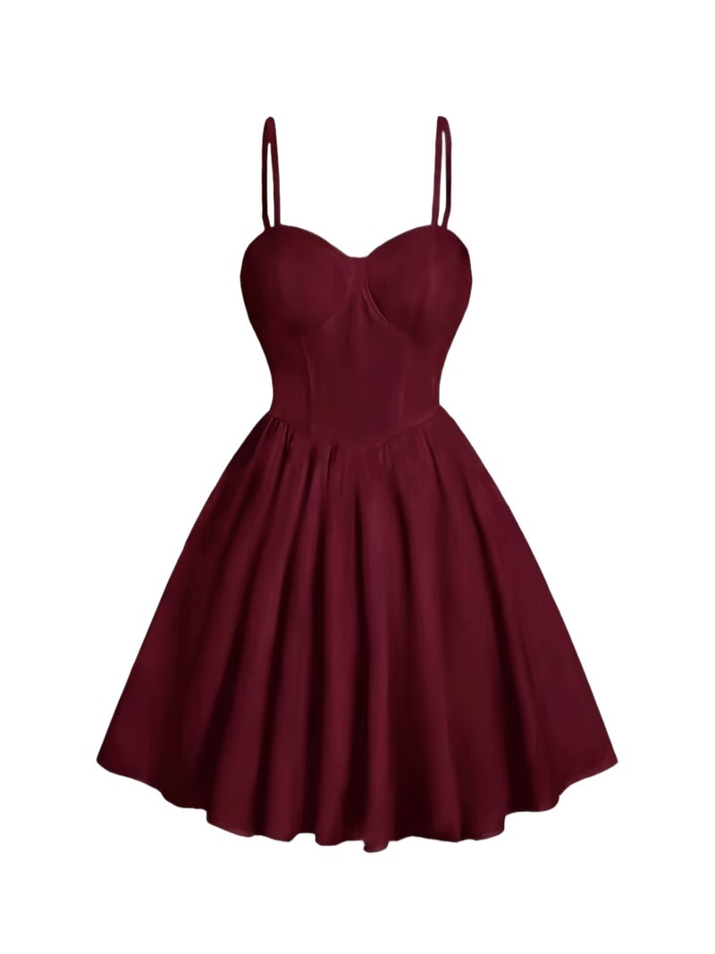 Summer Elegant Floral Print Waist-Cinching Strappy Mini Dress for Women - Image 1