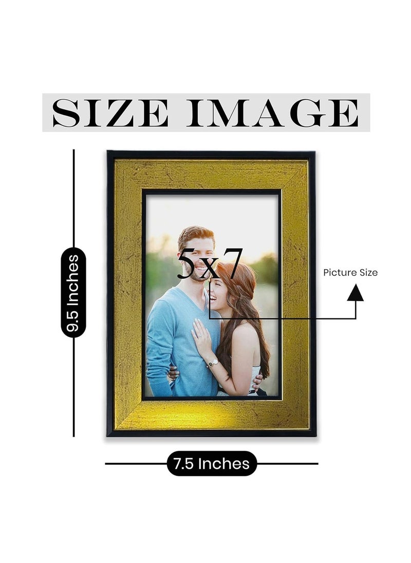 Art Street Art Street Premium 3D Table Top Photo Frame, Synthetic Picture Frames For Home Décor, Office Desk, Bedroom & Living Room (Black-Gold, Size 5x7 inch)  - Image 3