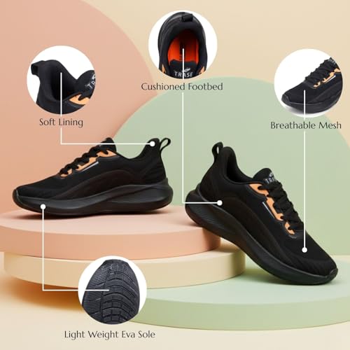 TRASE Sports Shoes for Kids | Stylish Lightweight Comfortable Kids Shoes for Boys and Girls (Black, 5 UK) - Image 2