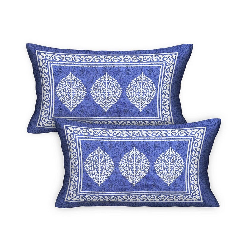 RajasthaniKart Pure 100 Cotton Double Bed Sheet with 2 Pillow Covers Bedsheet for Double Bed Cotton Blue 90x94 inches - Image 5
