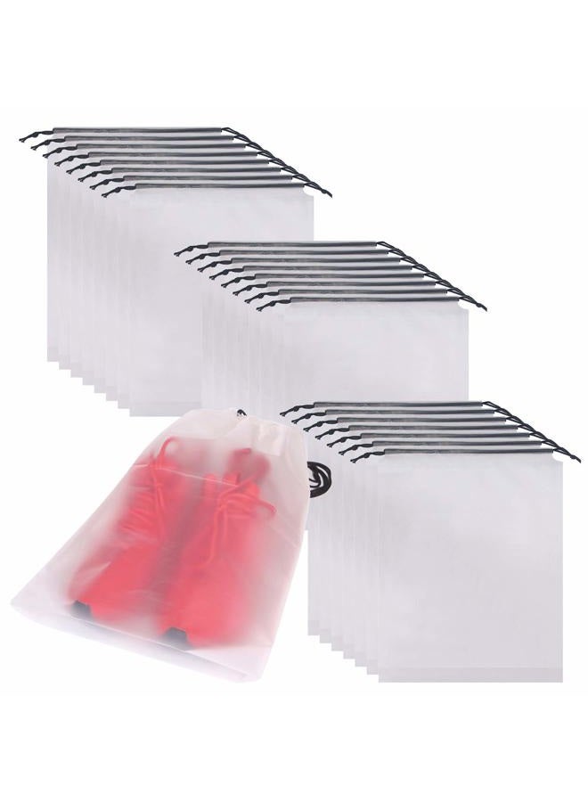 TENABORT Set of 24 Portable Translucent Shoe Bags for Travel Large Clear Shoes Pouch Storage Organizer with Drawstring for Men and Women - Image 1