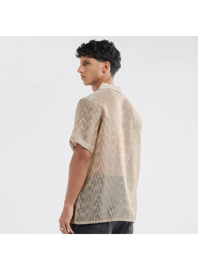 Splash FAV Regular Fit Textured Shirt with Short Sleeves