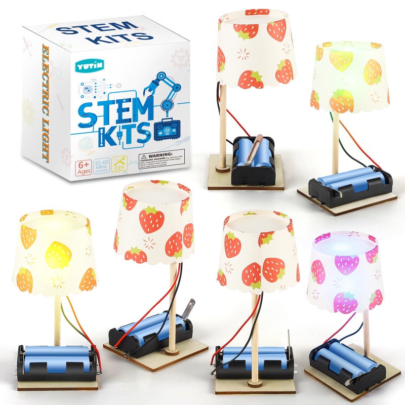 Yutin STEM Science Kits for Kids Age 68 812 6 Set Bulk DIY Wood Electric Table Lamp Kit Science Projects Crafts Group Activity Light Experiments Circuit Toys STEM Toys for Ages 813 - Image 3