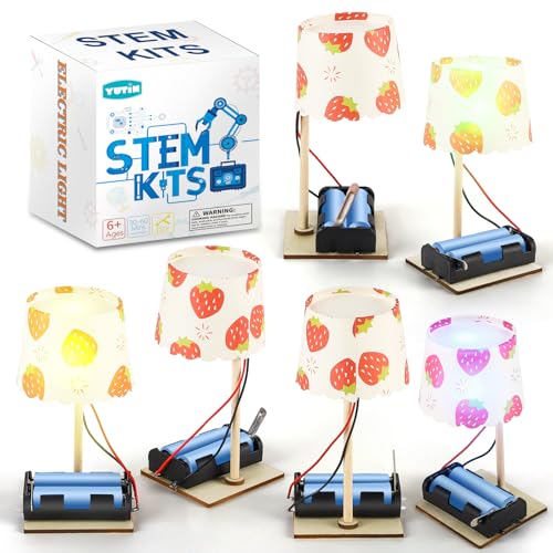 Yutin STEM Science Kits for Kids Age 68 812 6 Set Bulk DIY Wood Electric Table Lamp Kit Science Projects Crafts Group Activity Light Experiments Circuit Toys STEM Toys for Ages 813 - Image 1