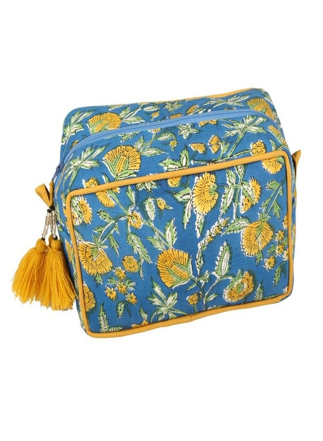 AYUDA HOMES Azure Travel Pouch Portable Cotton Storage Bag Waterproof Makeup Bag Multi Utility Pouch for Toiletries, Cosmetics & Grooming Accessories for Women - Image 1