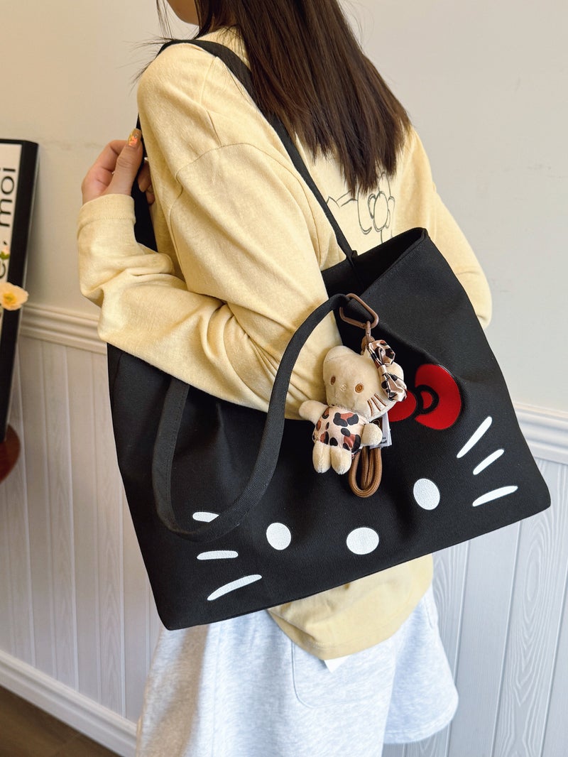 Cute Cartoon Canvas Bag Women'S Large Capacity Commuting Handbag Fashion Easiest For Match Shoulder Tote Bag - Image 3