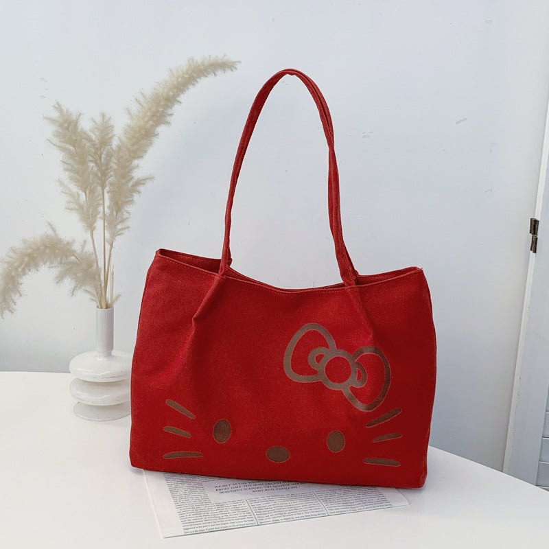 Cute Cartoon Canvas Bag Women'S Large Capacity Commuting Handbag Fashion Easiest For Match Shoulder Tote Bag - Image 1