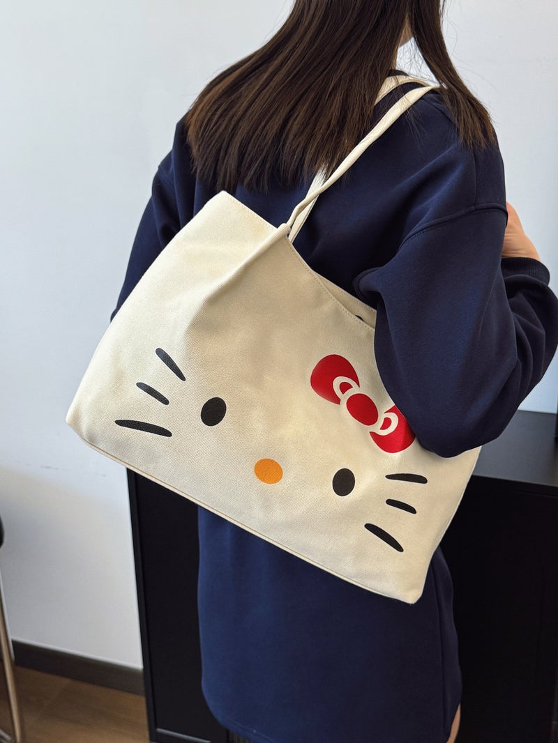 Cute Cartoon Canvas Bag Women'S Large Capacity Commuting Handbag Fashion Easiest For Match Shoulder Tote Bag - Image 5