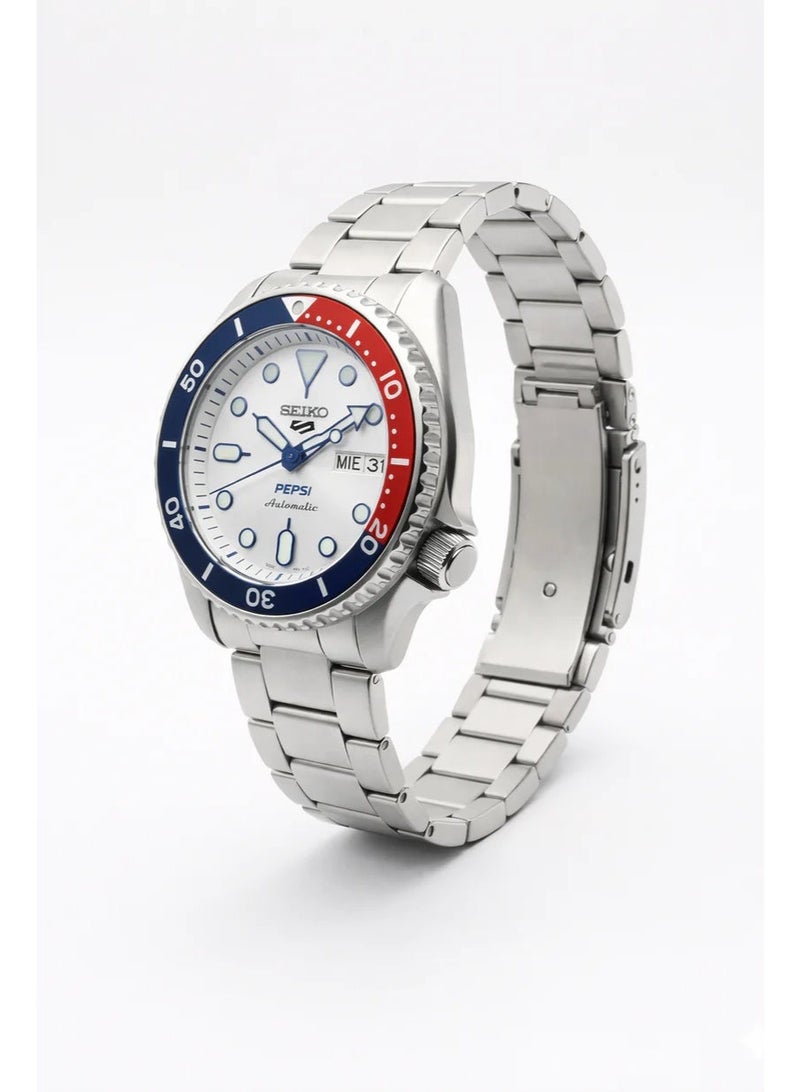 Seiko 5 بيبس الأبيض بقرص فضي - ساعة أوتوماتيكية للرجال - Image 3