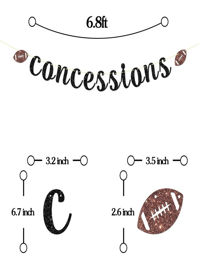 Maicaiffe Football Concessions Banner - Baby Shower Party Decor - Sport Theme Children Birthday - Happy Birthday Party Decorations, Black Glitter - Image 2