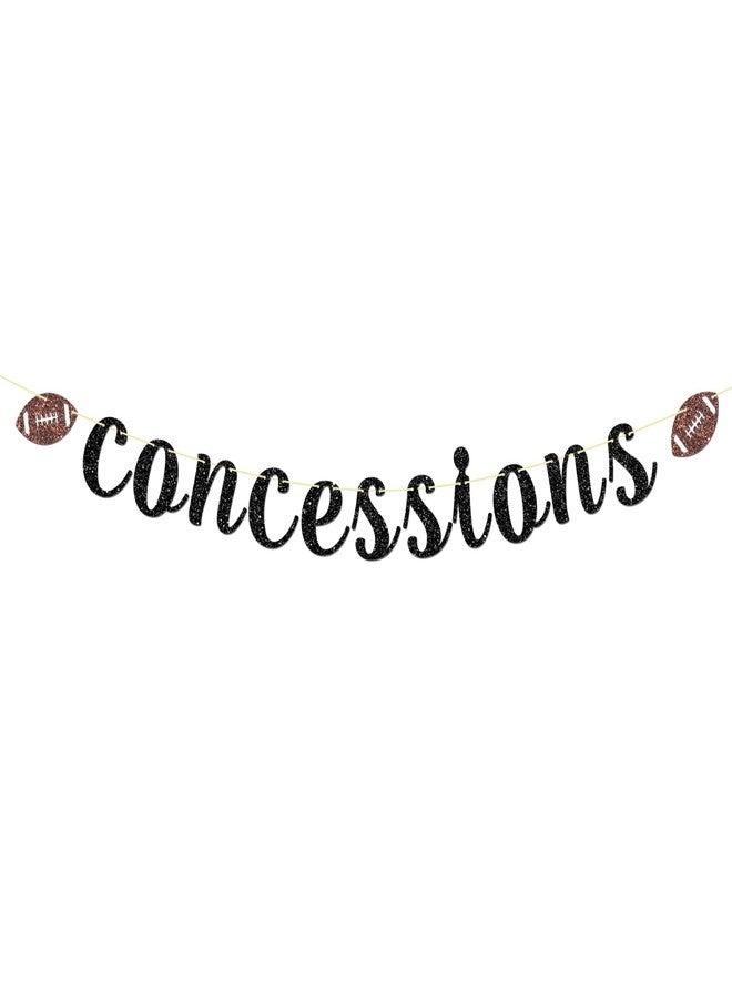 Maicaiffe Football Concessions Banner - Baby Shower Party Decor - Sport Theme Children Birthday - Happy Birthday Party Decorations, Black Glitter - Image 1