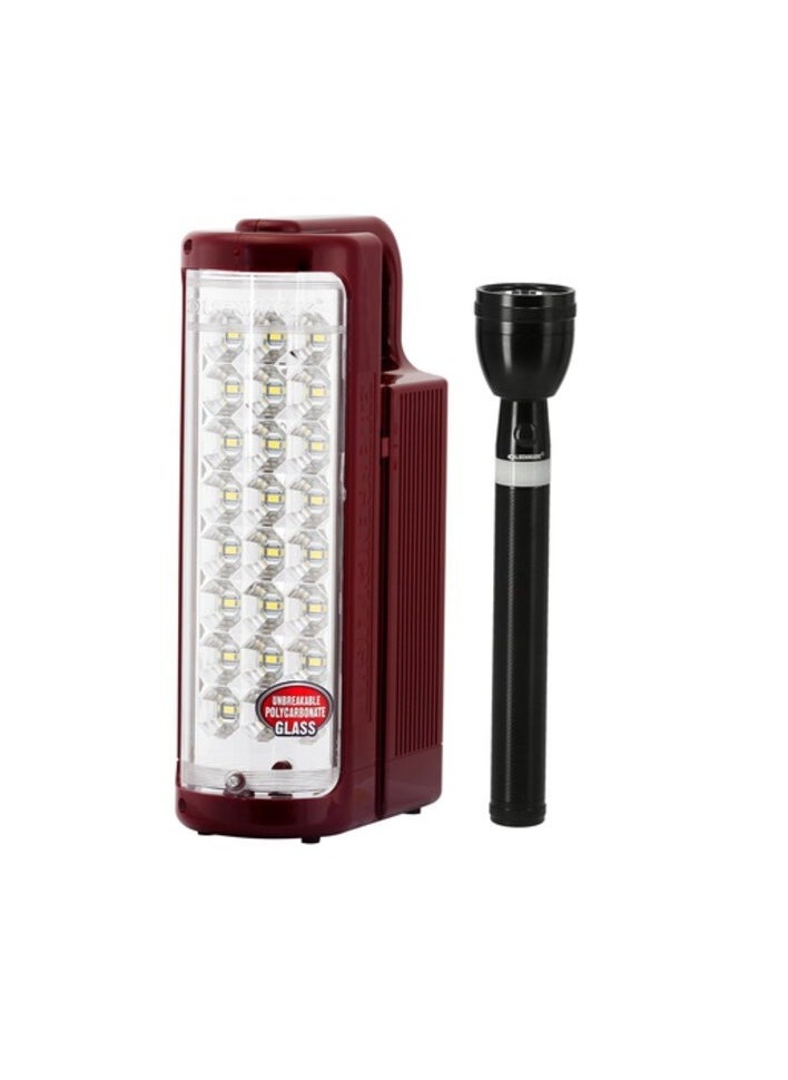Olsenmark Olsenmark Rechargeable LED Lantern With Flashlight, OMEFL2804 - 24Pcs Hi Bright LED, Unbreakable Glass, Overcharge Protection, High Lumens Flashlight, Military Grade, Combo Offer  - Image 1
