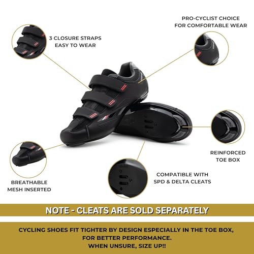 Tommaso Strada 100 SPD & Peloton Shoes for Mens Bikes—2 in 1 Cycling Shoes—Install Your Own Delta or SPD Cleats for Road Bikes, Indoor Cycles or Most Mens Bicycles—3 Hook & Loop—Size 10US—43EU - Image 4
