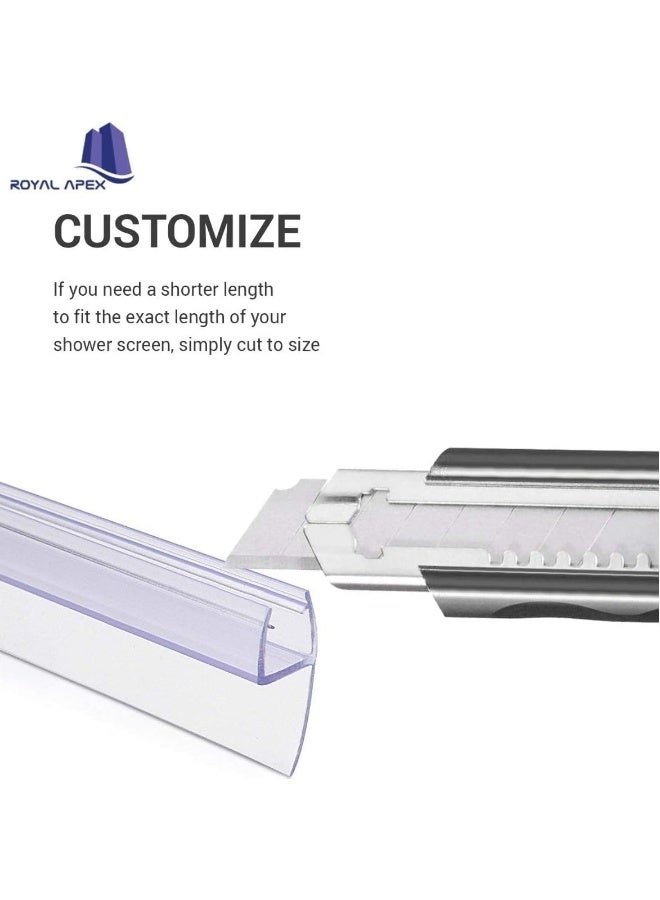 Biella 6Pcs Translucent Weather Stripping Seal Sweep With Drip Rail Shower Door Pvc Silicone Lip Seal Strip For Frame-Less Glass 1 Meter Â§ Side Lip 10Mm  - Image 3