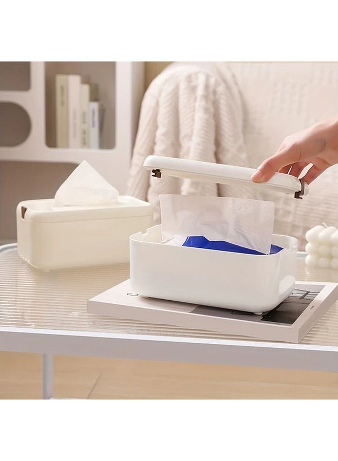 حامل صندوق المناديل البلاستيكي الأسود مع غطاء لغرفة المعيشة والمطبخ والسيارة - Image 1