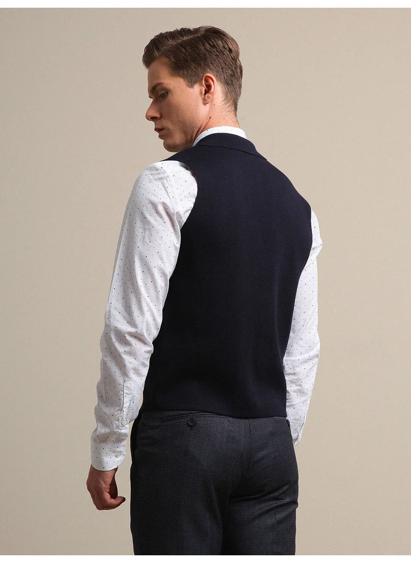 كيب Navy Blue Plain Knitted Sweater Vest