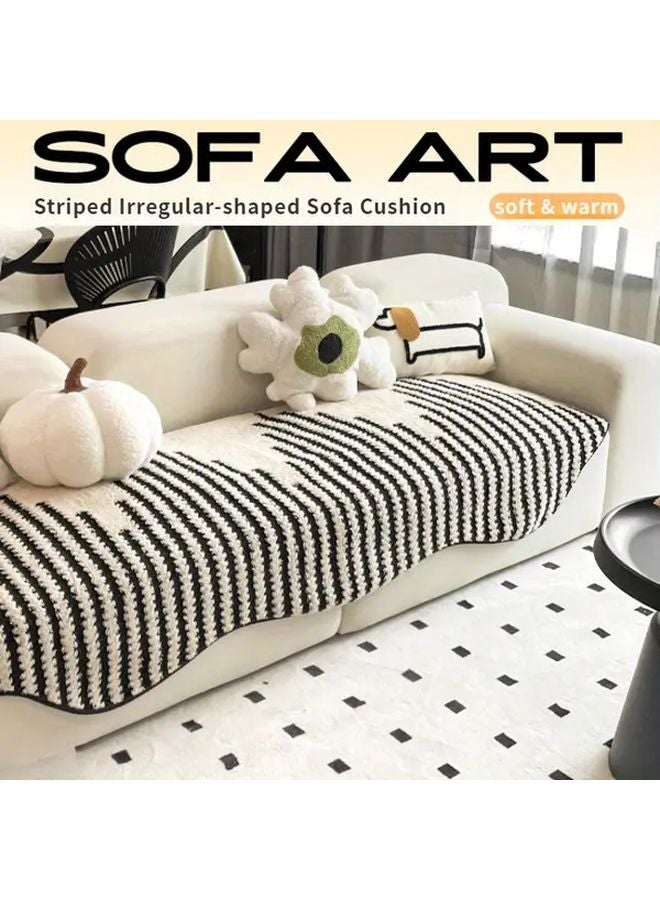 Modern Minimalist Plush Sofa Cushion 35 4x82 7 Inch Black Stripe Non Slip Machine Washable Polyester - Image 2