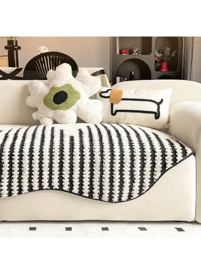 Modern Minimalist Plush Sofa Cushion 35 4x82 7 Inch Black Stripe Non Slip Machine Washable Polyester - Image 4