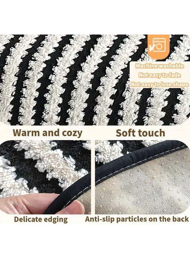 Modern Minimalist Plush Sofa Cushion 35 4x82 7 Inch Black Stripe Non Slip Machine Washable Polyester - Image 5