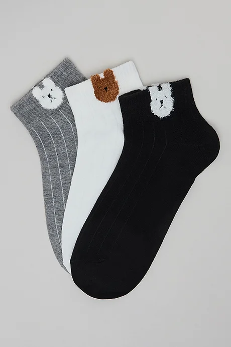 R&b 3 Pack Patterned Ankle Socks