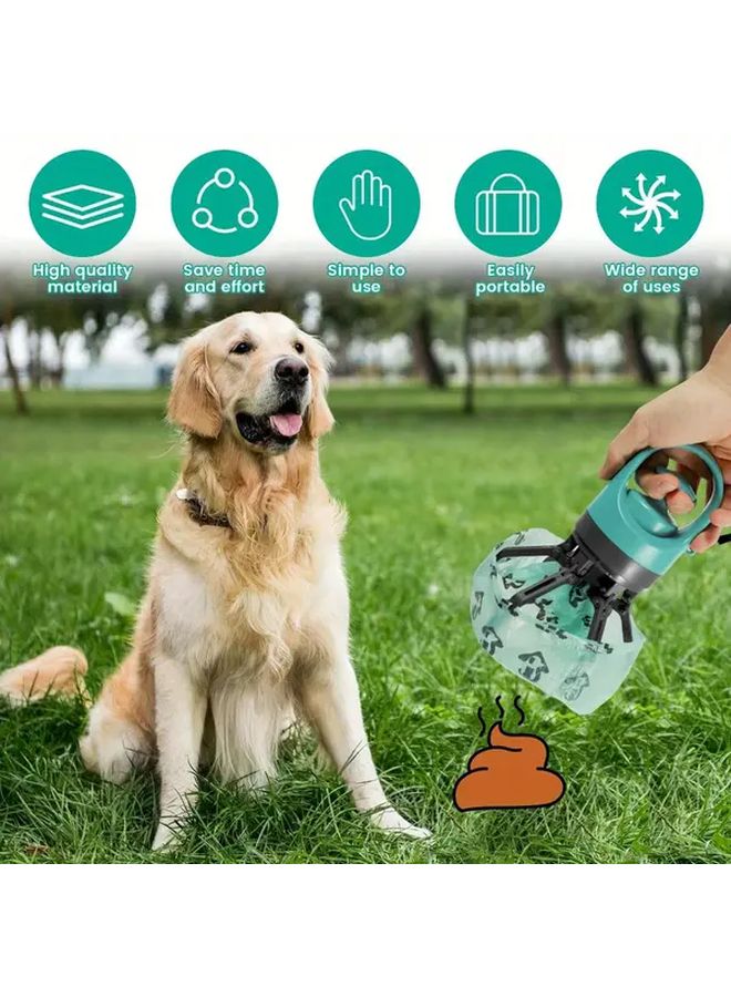 Green Compact Pet Waste Removal Set With Poop Bags And 6 Pronged Scoop - Image 5