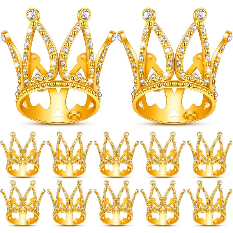 Yulejo 12 Pieces Crown Cake Topper Mini Baby Crown Tiny Queen Crown Small Princess Headpiece Cake Decoration for Women Lady Girl Bridal Wedding Royal Themed Baby Shower Decor Birthday Party Gold