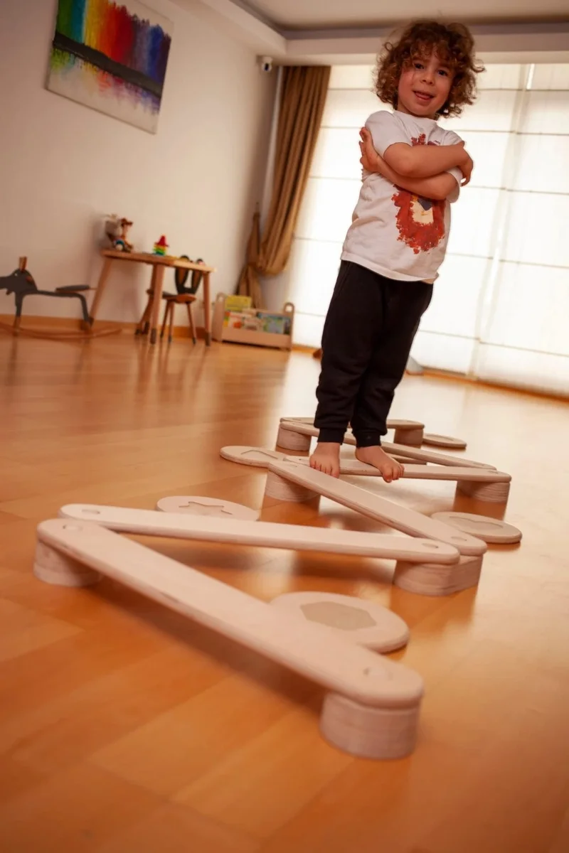 Kidoppo 4-pack Balance Board Balance Beam | Wooden Balance Board and 6 Number Balance Stones