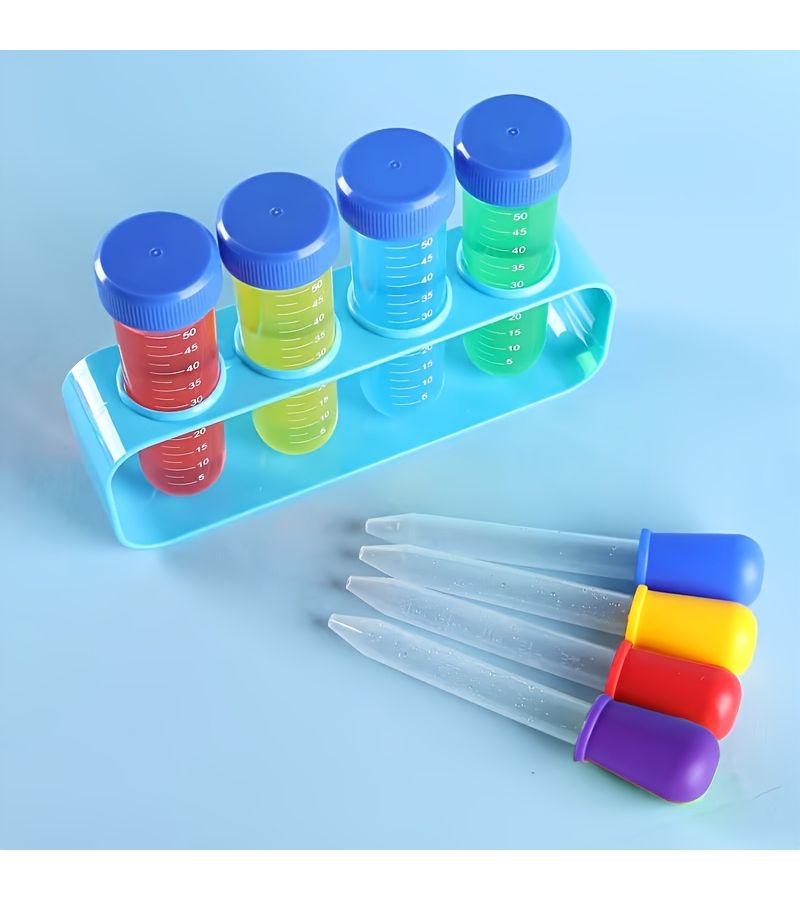 Plastic Test Tubes Set With Stand And Dropper 9pcs For Science Experiments - Image 1