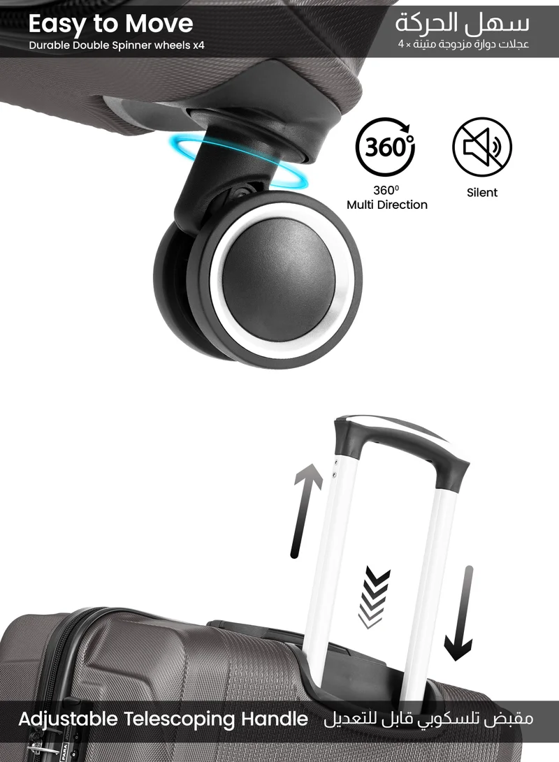 PARAJOHN Cabin Size Lightweigh ABS Hardside Spinner Luggage Trolley -20 Inch | Carrying 10KG 4-Wheel Hardshell Suitcase -Dark Grey