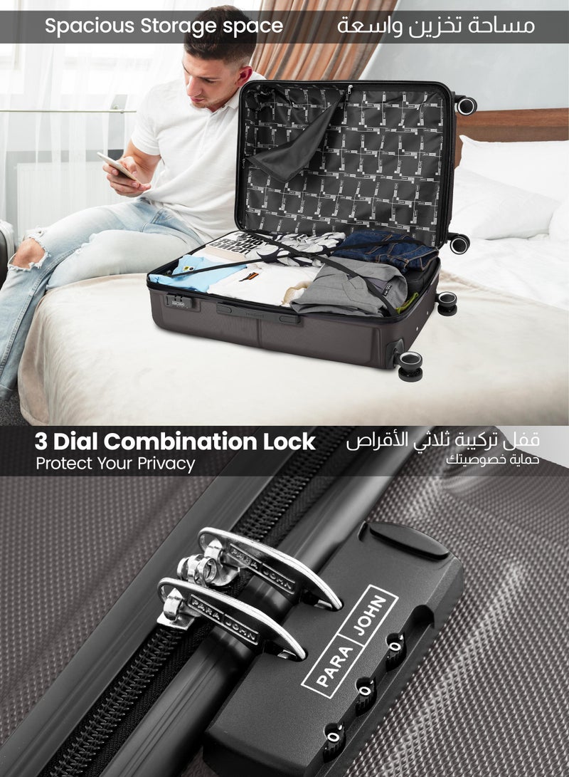 PARAJOHN Cabin Size Lightweigh ABS Hardside Spinner Luggage Trolley -20 Inch | Carrying 10KG 4-Wheel Hardshell Suitcase -Dark Grey - Image 3