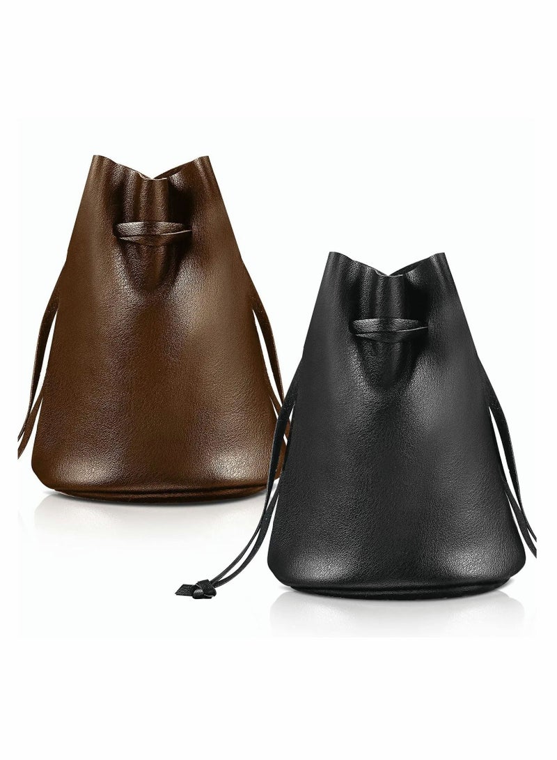 Excefore حقيبة drawstring من الجلد الصناعي، حقيبة نقود، حقيبة أدوية، غلاف حقيبة الهاتف المحمول، محفظة يد، حقيبة أدوات محمولة - Image 1