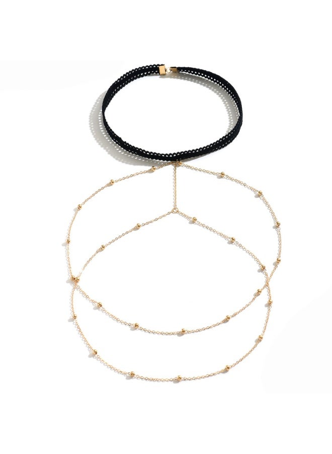 Bohemian Multi-Layer Thin Beaded Thigh Chain Elastic Stretch Leg Body Jewelry Summer Vacation Beach Bikini Fashion Decor Accessories For Ladies - Image 2