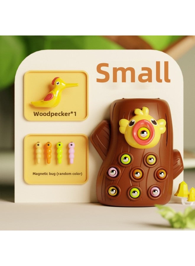 Children's Woodpecker Toys Educational Early Education Fishing Catch Worm Games Magnetic Magnetic Catch Worm Toys Hand-Eye Coordination-Colour: Small Insect-catching Woodpecker (1 Bird + 8 Insects) E-commerce Box - Image 1